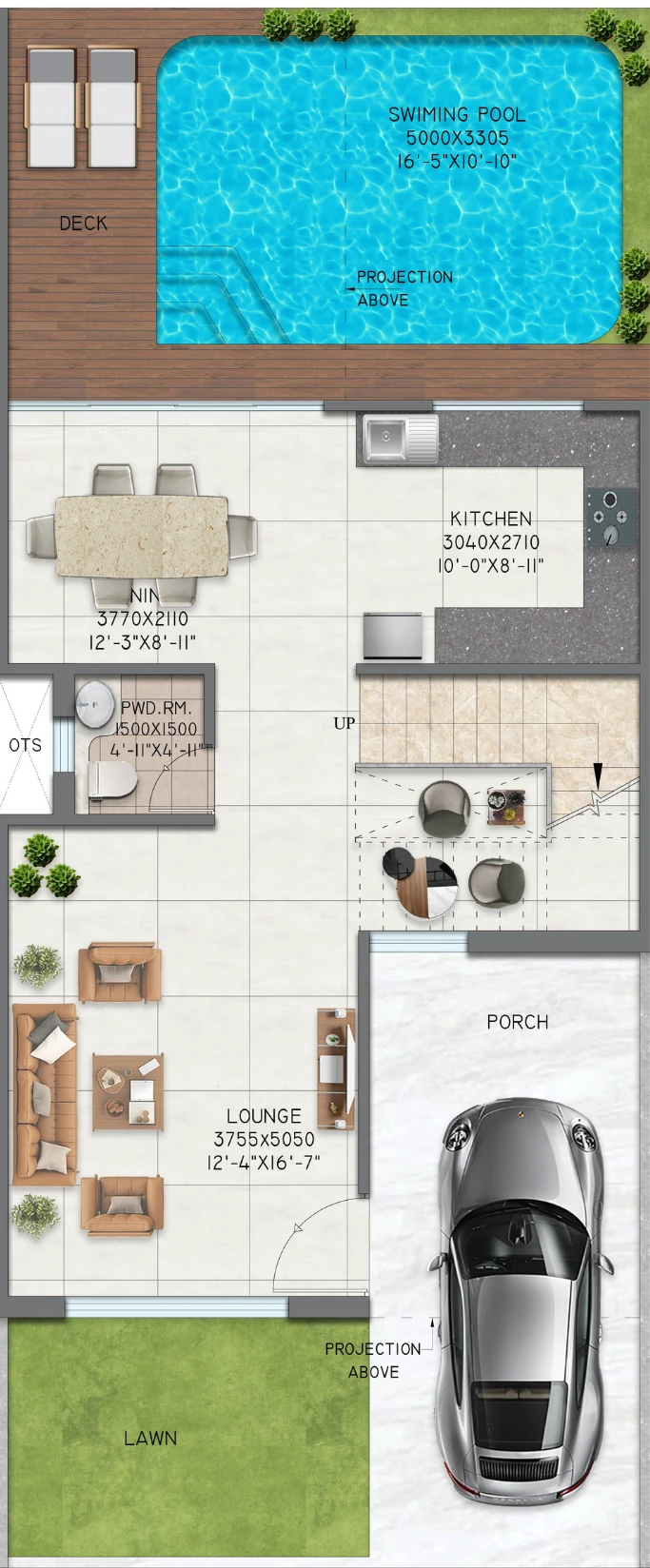 Villa Type 1 — Ground Floor plan